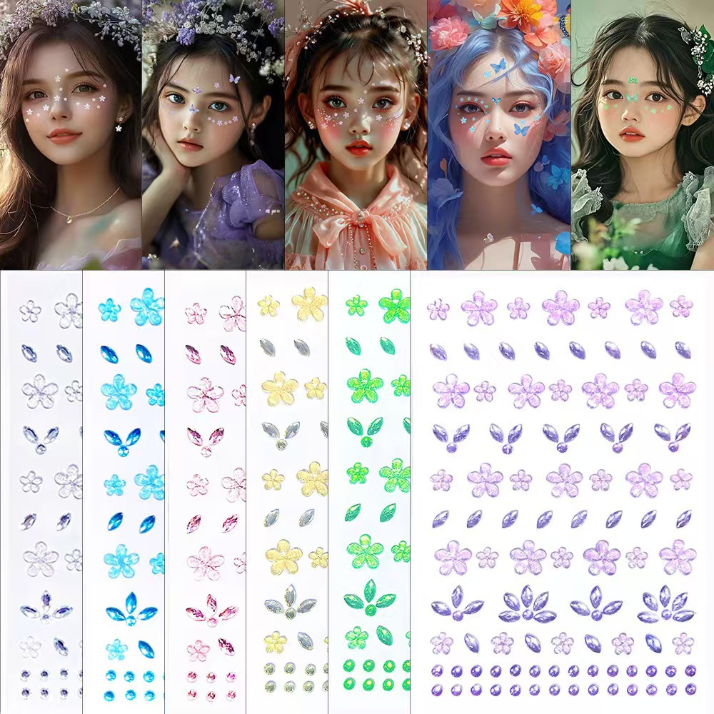 New Diamond Face Stickers 3D F - Flower Supplies avaliação e preço