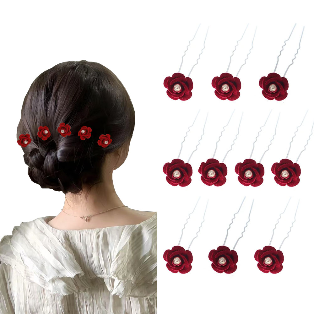 10Pcs Rose Hair Accessories We - Flower Supplies avaliação e preço