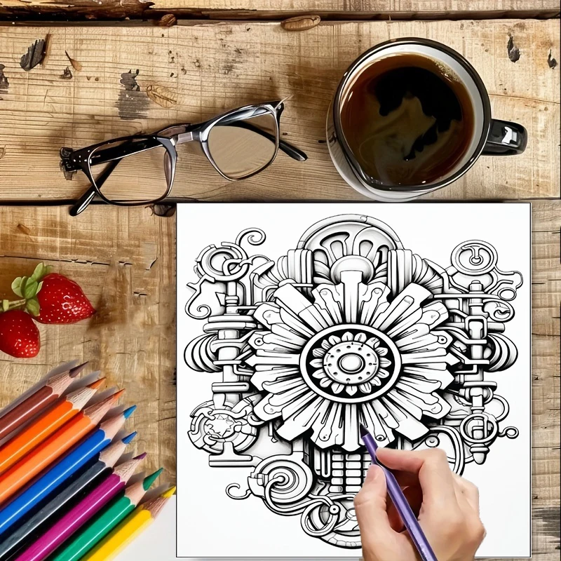 Coloring Book Steampunk Flower - Flower Supplies avaliação e preço