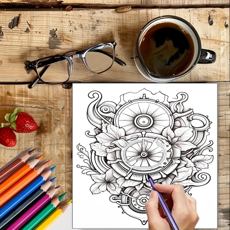 Coloring Book Steampunk Flower - Flower Supplies avaliação e preço